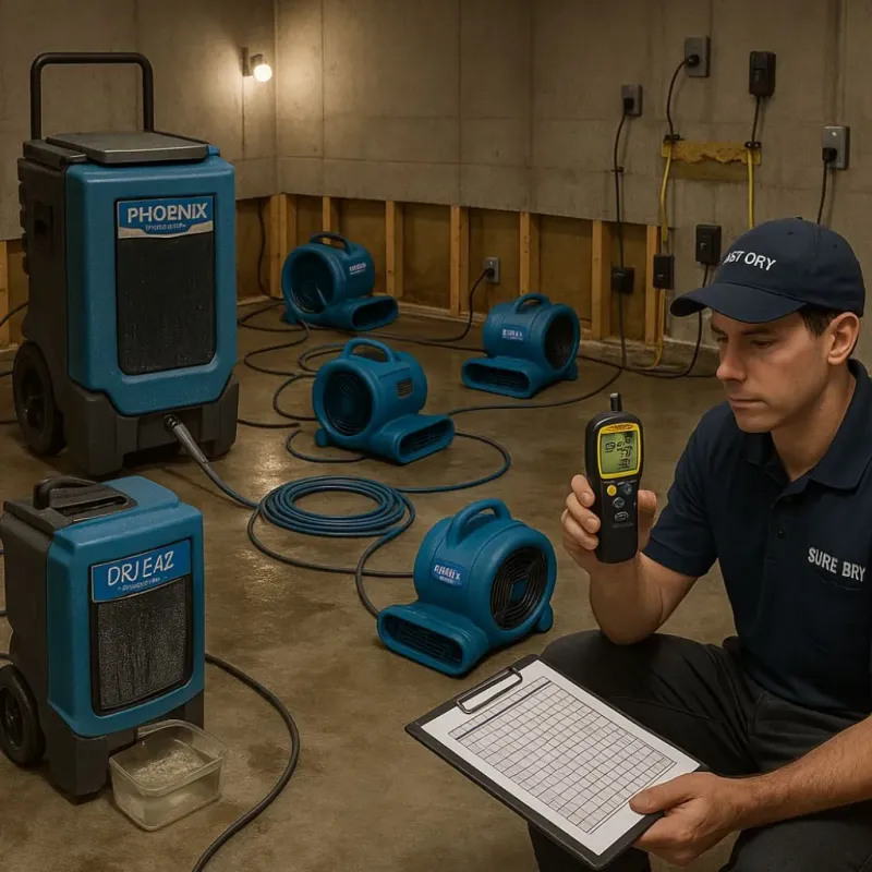 Structural Drying and Dehumidification process in Hudson, NC